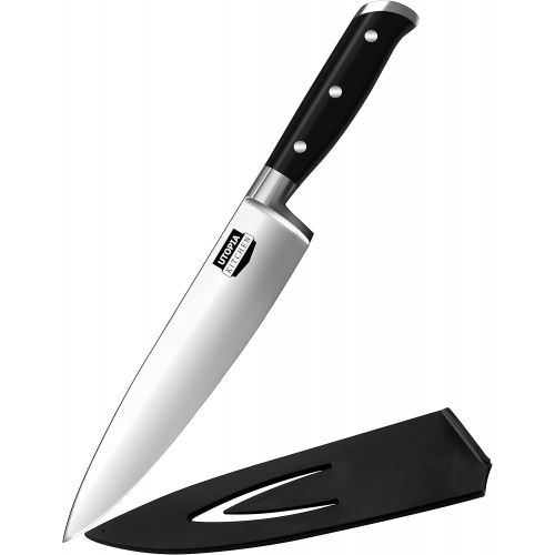  Utopia Kitchen Chef Knife Cooking Knife Carbon Stainless Steel Kitchen Knife with Sheath and Ergonomic Handle - Chopping Knife for Professional Use (8 Inch)