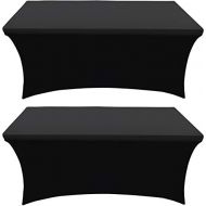 [아마존베스트]Utopia Kitchen Stretchable Tablecloth - 4 Feet Tight Fit Table Cover  Polyester and Spandex Tablecloth - Machine Washable - Wrinkle Resistant (Pack of 2, Black)
