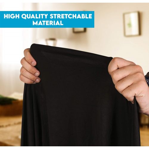  [아마존베스트]Utopia Kitchen Stretchable Tablecloth - 4 Feet Tight Fit Table Cover  Polyester and Spandex Tablecloth - Machine Washable - Wrinkle Resistant (Pack of 2, Black)