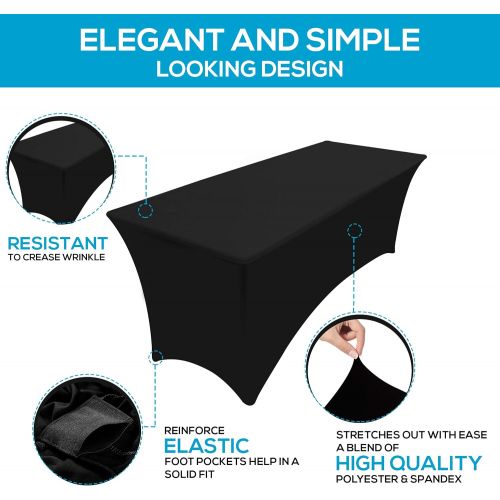  [아마존베스트]Utopia Kitchen Stretchable Tablecloth - 4 Feet Tight Fit Table Cover  Polyester and Spandex Tablecloth - Machine Washable - Wrinkle Resistant (Pack of 2, Black)