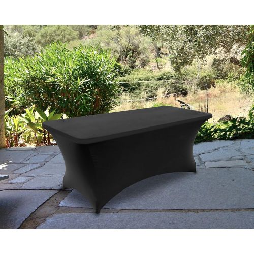  [아마존베스트]Utopia Kitchen Stretchable Tablecloth - 4 Feet Tight Fit Table Cover  Polyester and Spandex Tablecloth - Machine Washable - Wrinkle Resistant (Pack of 2, Black)