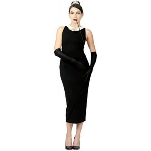  Utopiat Audrey Hepburn Breakfast at Tiffany’s Black Cotton Dress Set Vintage Iconic Halloween Costume