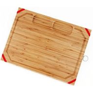 [아마존베스트]Utoplike Chopping Board Wooden Large for Kitchen, Bamboo Chopping Board, 45 x 33 x 2 cm, Ultimate Tray with Cut Juice Groove and 2 Built-In Compartments, Non-Slip Silicon Protectio