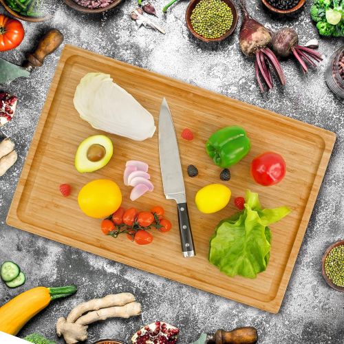  Utoplike Extra Large XXXL Bamboo Cutting Board 24 x16 Inch,Largest Wooden Butcher Block for Turkey, Meat, Vegetables, BBQ, Over the Sink Chopping Board with Handle and Juice Groove