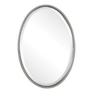 Uttermost 01102 Sherise Oval Brushed Nickel Beaded Wall Mirror: Home & Kitchen