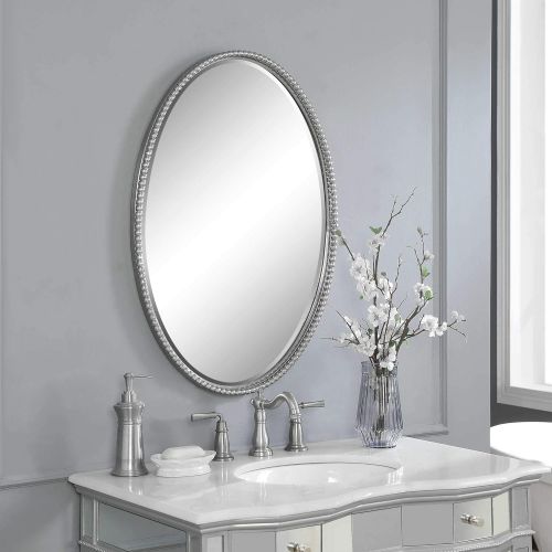  Uttermost Sherise Nickel 32x22 Oval Wall Mirror - 01102 B