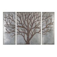 Uttermost 40 Winter View, S/3 Mirror Rustic Brown Tree Design With Gold Highlights