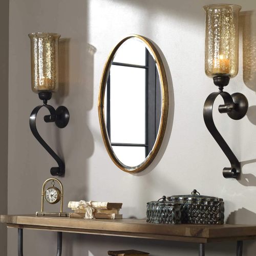  Uttermost 12894 Herleva Antique Plated Gold Oval Wall Mounted Mirror