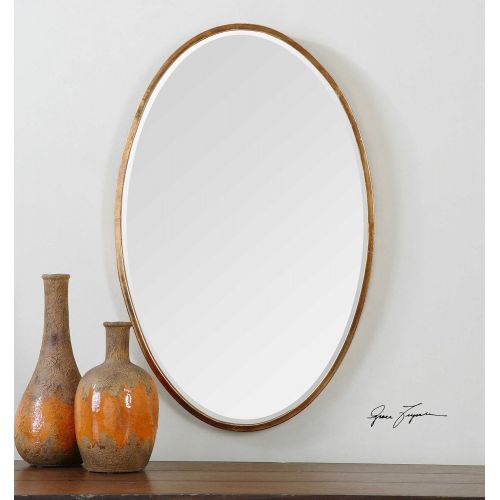  Uttermost 12894 Herleva Antique Plated Gold Oval Wall Mounted Mirror