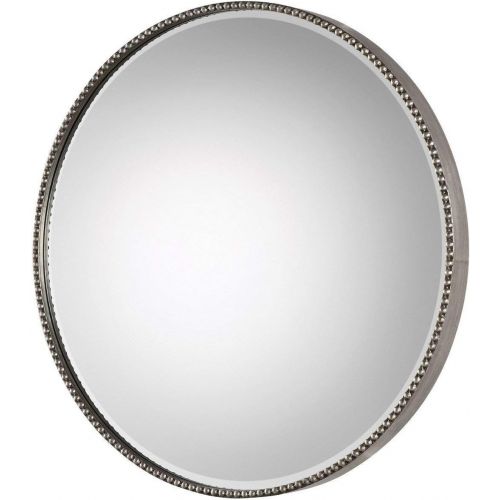  Uttermost 09252 Stefania Antiqued Silver Beaded Round Wall Mirror