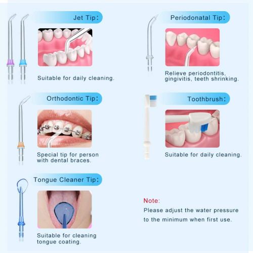  [아마존 핫딜]  [아마존핫딜]Munddusche Elektrisch Kabellos, Uvistare Professional Wasser Flosser Oral Irrigator IPX7 Wasserdicht, Zahnreiniger mit 300ML Wassertank 5 Modi und 6 Duesen, Weiss