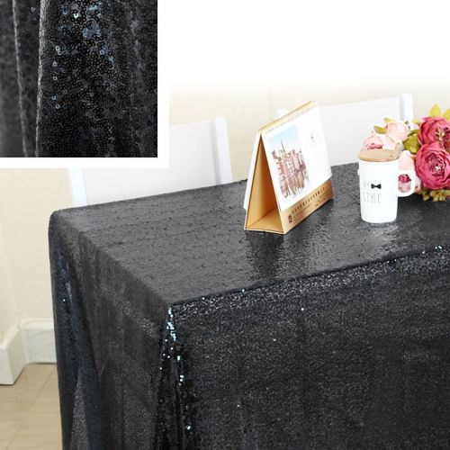  Uxcell uxcell Sparkle Sequin Tablecloth Cover 88 inchesx130 inches Plastic Tablecloth Water Oil Stain Resistant for Banquet Wedding Decoration Black