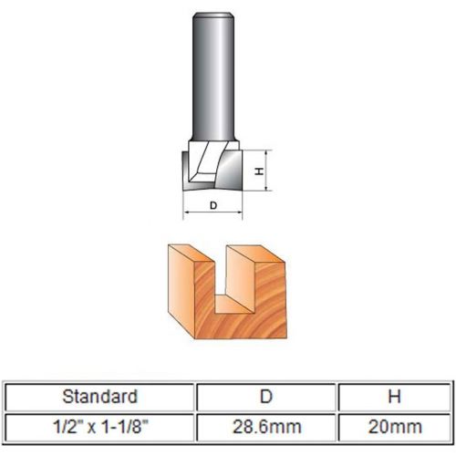  uxcell 1-1/8-Inch Diameter Bottom Cleaning Router Bit 1/2-Inch Shank, 2 Flutes Carbide Tipped Cutter Surface Planing Tool (Blue)