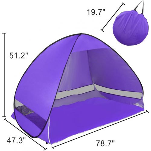  uxcell Beach Sun Shade Tent Outdoor Automatic Pop up Portable Shade Cabana 2-3 Person Anti UV Sun Shelter Tents, Sets up in Seconds
