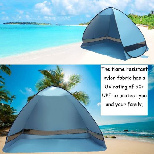  uxcell Beach Sun Shade Tent Outdoor Automatic Pop up Portable Shade Cabana 2-3 Person Anti UV Sun Shelter Tents, Sets up in Seconds