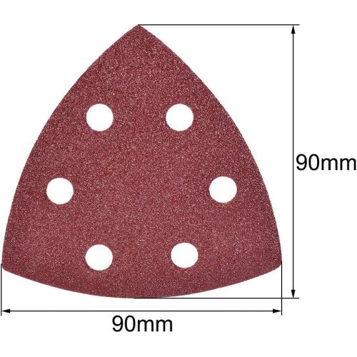  [아마존베스트]uxcell 30pcs Triangle Detail Sander Sandpaper Sanding Paper Sander Pads Sheet Assorted 6 Hole 60/100/150/240/400/800 Grits