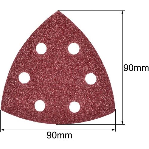  [아마존베스트]uxcell 25pcs Triangle Detail Sander Sandpaper Sanding Paper Sander Pads Sheet Assorted 6 Hole 80/180/400/1000/2000 Grits