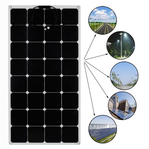  Uxcell uxcell 2pcs 100W 18V Solar Panel Charger Solar Cell Ultra Thin Flexible with MC4 Connector Charging for RV Boat Cabin Tent Car