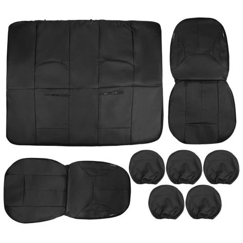  Uxcell uxcell Universal Waterproof Front Back Seat Cover Cushion Mat Protector for Car SUV Truck Black PU Leather 8pcs