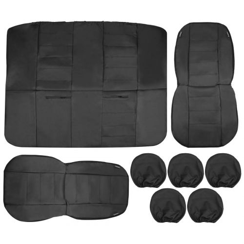  Uxcell uxcell Universal Waterproof Front Rear Seat Cover Cushion Mat Protector for Car Truck Black PU Leather 8pcs