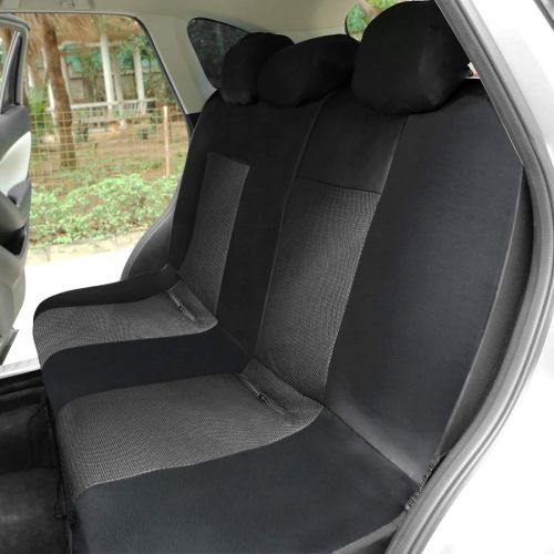  Uxcell uxcell Universal Front Rear Seat Cover Cushion Mat Protector Compatible for Car SUV Truck Black Gray Polyester Mesh PU Leather 8pcs