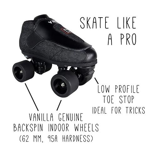  VNLA Junior Stealth Jam Skates for Men and Women - Indoor Unisex Roller Skates