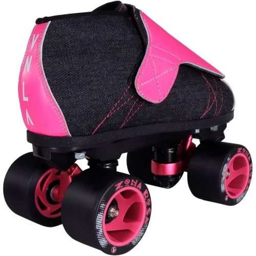  VNLA Zona Rosa Jam Skate Mens & Womens Skates - Roller Skates for Women & Men - Adjustable Roller Skate/Rollerskates - Outdoor & Indoor Adult Skate - Kid/Kids Skates (Denim/Pink)