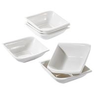 V VANCASSO Vancasso 5.5 Ivory White Porcelain Square Cereal Soup Pasta Bowls, Set of 6