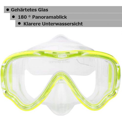  V VILISUN Taucherbrille mit Schnorchel Anti-Leck Anti-Fog Schnorchelset Tauchset aus Gehartetem Glas, ideal fuer Tauchen, Schnorcheln und Schwimmen, Kinder Tauchset mit Nasenklemme