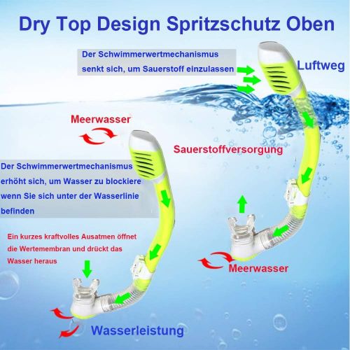  V VILISUN Taucherbrille mit Schnorchel Anti-Leck Anti-Fog Schnorchelset Tauchset aus Gehartetem Glas, ideal fuer Tauchen, Schnorcheln und Schwimmen, Kinder Tauchset mit Nasenklemme