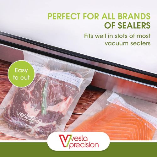  V Vesta Precision Vesta Vacuum Sealer Bags Rolls | 8x50 2 pack | ideal for Food Saver, Seal a Meal | BPA Free, Heavy Duty | Great for food vac storage or sous vide