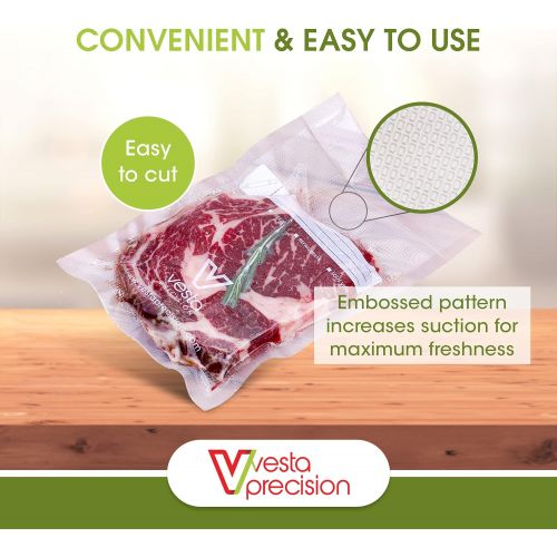  V Vesta Precision Vesta Vacuum Sealer Bags Rolls | 8x50 2 pack | ideal for Food Saver, Seal a Meal | BPA Free, Heavy Duty | Great for food vac storage or sous vide