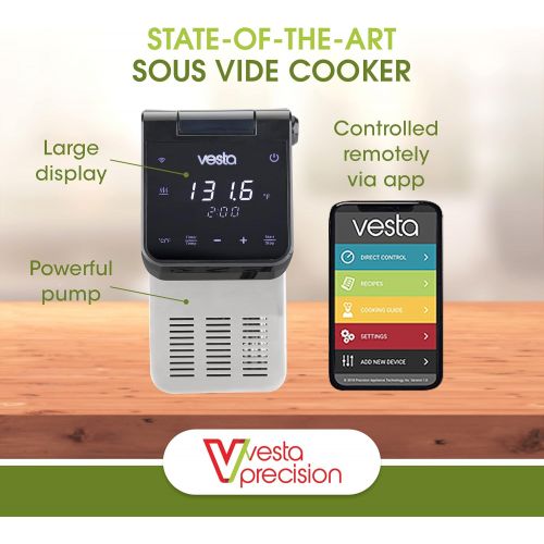  V Vesta Precision Imersa Elite Sous Vide Cooker with Unique Folding Design | Powerful Pump Immersion Circulator | App Enabled with Big Display | by Vesta Precision