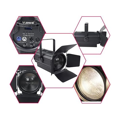 300w LED Fresnel Spotlight with Electric Zoom DMX Theater Studio Concert Stage Lighting (300w)