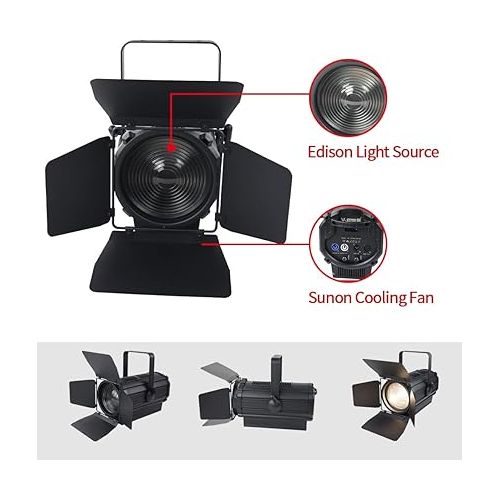  300w LED Fresnel Spotlight with Electric Zoom DMX Theater Studio Concert Stage Lighting (300w)