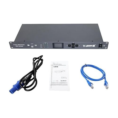  Artnet RDM DMX sACN Controller - 3 PIN DMX Splitter XLR Input and output, 4096 DMX Channel 8 Port Signal Amplifier for Stage Lighting Shows (42-FZQO-78RJ)