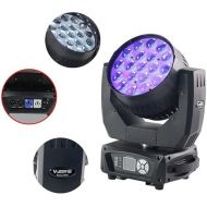 19x15W RGBW 4IN1 AURA Zoom Wash Moving Head Light with Backlight Led- LED Beam Zoom Moving Lights, Stage Led moving head lighting for Dj Disco and Party (Black)