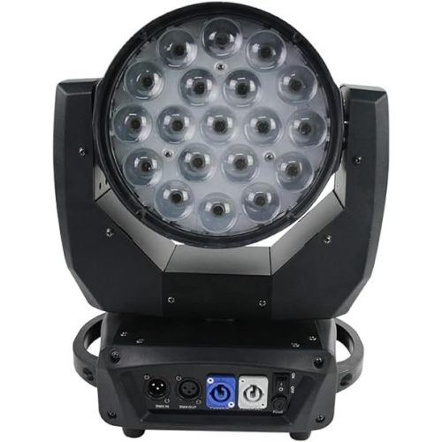 19x15W RGBW 4IN1 AURA Zoom Wash Moving Head Light with Backlight Led- LED Beam Zoom Moving Lights, Stage Led moving head lighting for Dj Disco and Party (Black)