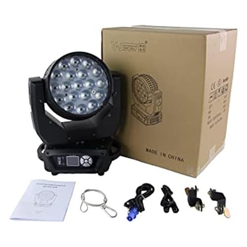  19x15W RGBW 4IN1 AURA Zoom Wash Moving Head Light with Backlight Led- LED Beam Zoom Moving Lights, Stage Led moving head lighting for Dj Disco and Party (Black)