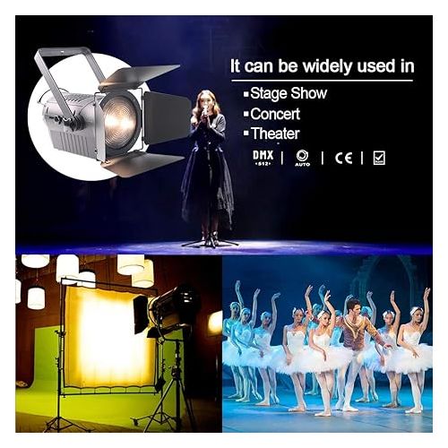  200w LED Fresnel Spotlight with Manual Zoom DMX Theater Studio Concert Stage Lighting (200w)
