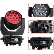 19 * 15W RGBW 4IN1 Aura Zoom Wash Moving Head Light with Folding clamp - LED Beam Zoom Moving Lights,Led Backlight,Stage Led Moving Head Lighting for Dj Disco and Party
