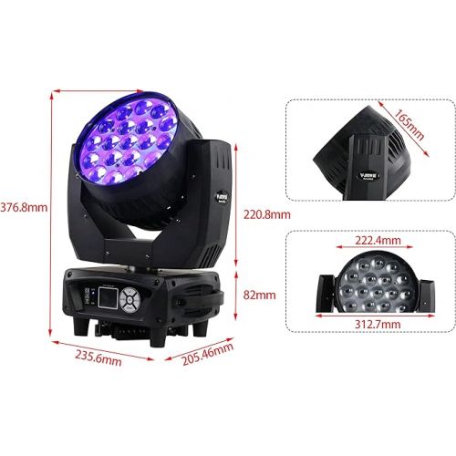  19 * 15W RGBW 4IN1 AURA Zoom Wash Moving Head Light with folding clamp - LED Beam Zoom Moving Lights,Led Backlight,Stage Led moving head lighting for Dj Disco and Party