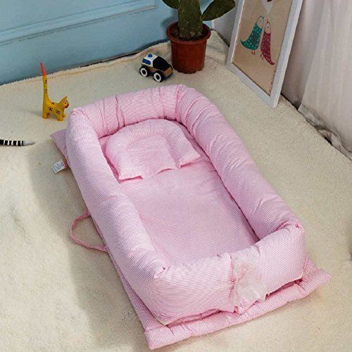  Baby Bassinet for Bed, V-mix Baby Co-Sleeping Cribs & Cradles Lounger Cushion with 100% Un-Dyed...