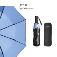 V-parasol Windproof Lightweight Mini Umbrella Folding Travel Umbrella, Small Fold Pocket Umbrella Sunblock Upf50+-Blue 27x4cm