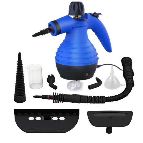 제네릭 Generic Comforday Handheld Pressurized Steam Cleaner Multi-Purpose Electric Steam Cleaner plus 9 Assorted attachments and Accessories with Long Spray Nozzle, Round Brush Nozzle + More Blue