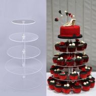 Unbranded 5 Tier Round Crystal Clear Acrylic Cupcake Tower Stand Wedding Display