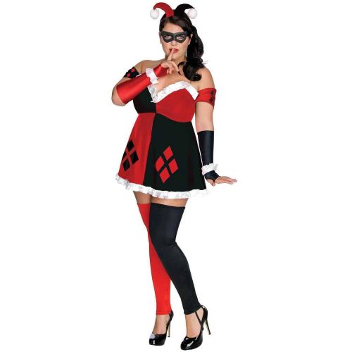 제네릭 Generic DC Comics Super Villains Harley Quinn Womens Plus Size Adult Halloween Costume, Womens Plus