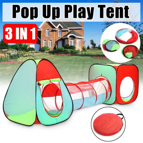 제네릭 Generic 3 in 1 Kids Play tent Pop Up Ball Pit - One Square Cubby-One Triangle Cubby-One Tunnel for Kids Backyard Toys Indoor and Outdoor Safty with Zipper Storage Bag