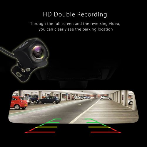 제네릭 Generic 10 Dual Lens Stream Media HD 1080P Full Screen Touch Car Rear View Mirror DVR Camera Dash Cam with Night Vision, Video Recording, G-Sensor, Motion Detection