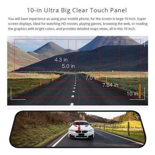 제네릭 Generic 10 Dual Lens Stream Media HD 1080P Full Screen Touch Car Rear View Mirror DVR Camera Dash Cam with Night Vision, Video Recording, G-Sensor, Motion Detection